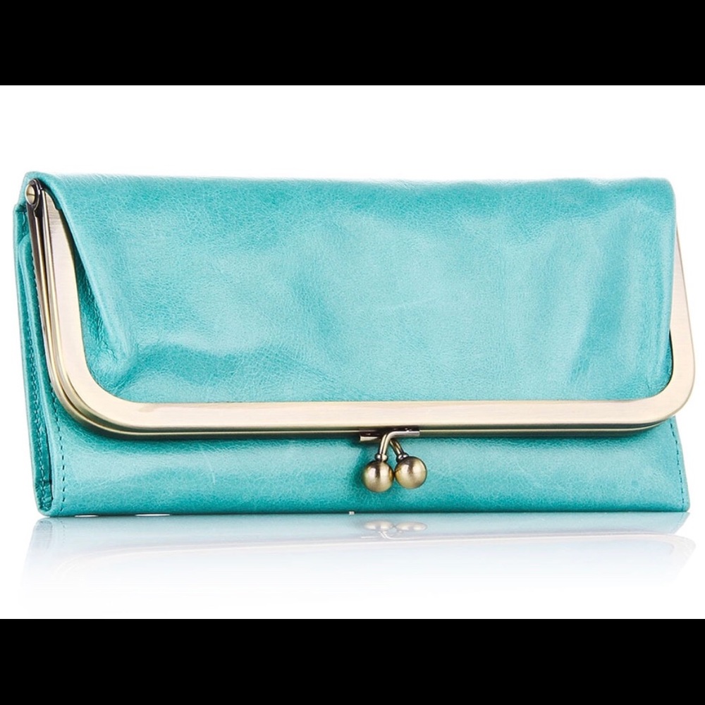 Used Hobo Large Rachel Trifold Wallet Aqua
